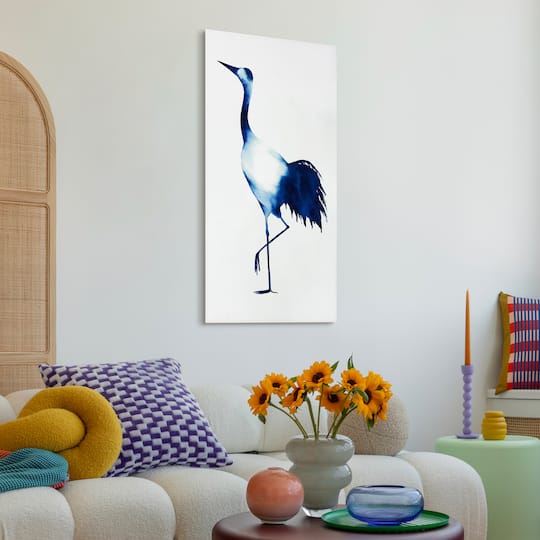 Empire Art Direct 24" x 48" Ink Drop Crane 2 Frameless Free Floating Printed Tempered Glass Wall Art